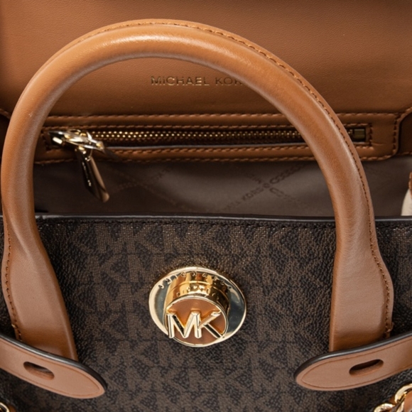 ❤️NEW MICHAEL MICHAEL KORSCarmen Small Logo and Leather Belted Satchel - Picture 12 of 13